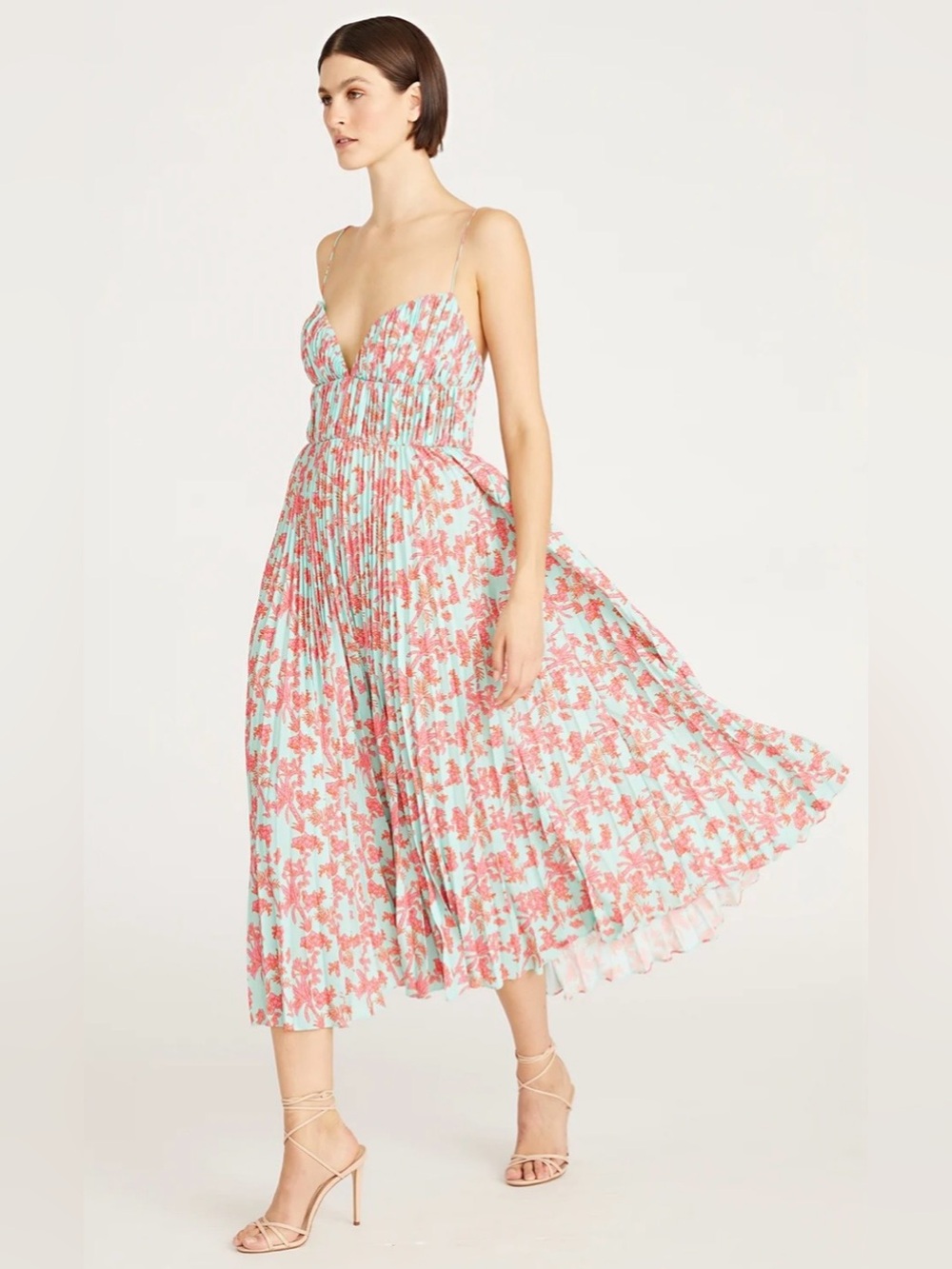 AMUR Beckett Midi Pleated Dress